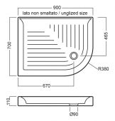 YXBG HATRIA DROP | Душевой поддон керамический 70x90 угловой правый