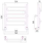 Стилье (Сунержа) Вариация Люкс 00021-6050 | водяной полотенцесушитель 600х500